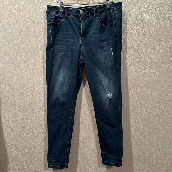 Democracy AB Technology Dark Blue Distressed jeans sz 14 - Picture 1 of 8